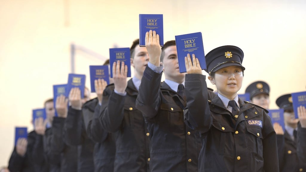 Garda reservists during a passing out parade at the Garda College in Templemore recently. Photograph: Brenda Fitzsimons/The Irish Times