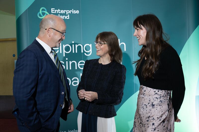 Tom Kearney, managing director, Spice O’ Life; Jenny Melia, executive director and incoming chief executive, Enterprise Ireland; and Elaine Bourke, NPD and innovation director, Kepak. Photograph: Orla Murray/Coalesce