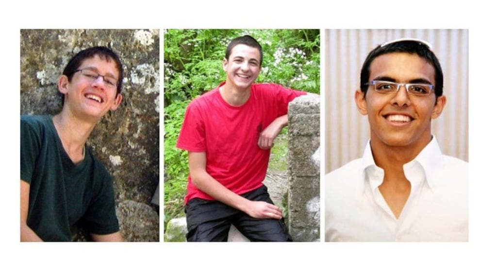 Three Israeli seminary students (L-R) Naftali Fraenkel (16), Gil-Ad Shaer (16), and Eyal Yifrah (19) are seen in this combination picture of undated family handout photos. Israeli troops today killed two Palestinians blamed for abducting and killing the three Israeli youths in the occupied West Bank in June. Photograph: Handout via Reuters.