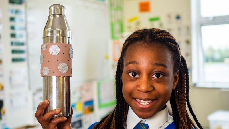 A primary school pupil from Athy, Co Kildare, present her entry in last year’s Junior Entrepreneur Programme. Photograph: Jerry Kennelly/JEP