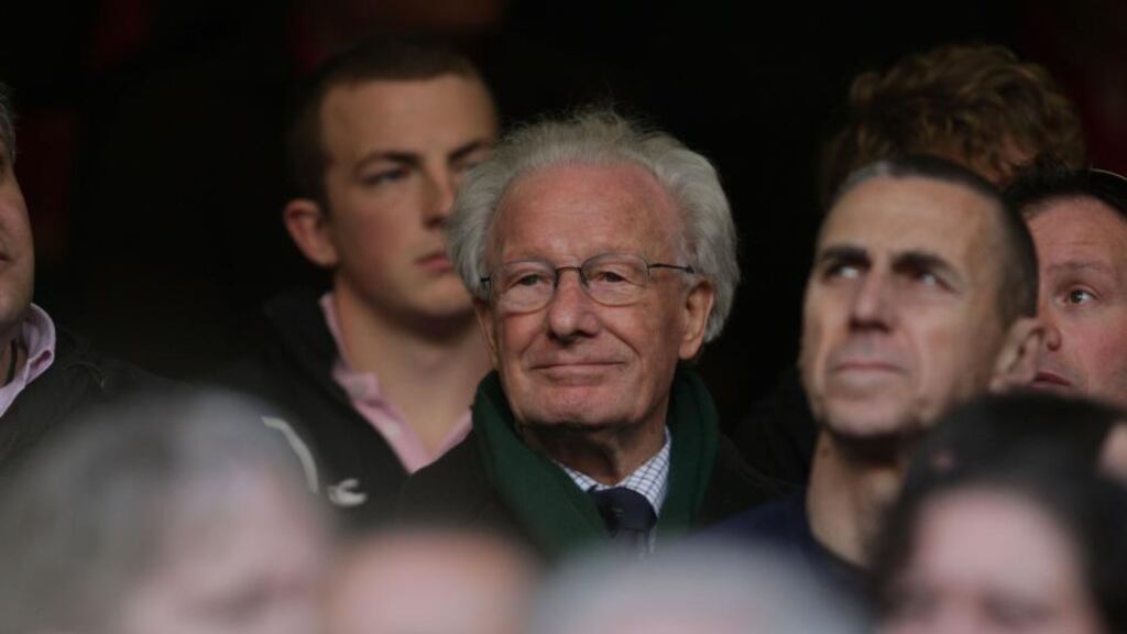 Jack Kyle outhalf from Ireland's 1948 Grand slam winning team, watching the Wales v Ireland Six Nations match in 2009. Photograph: Alan Betson/The Irish Times