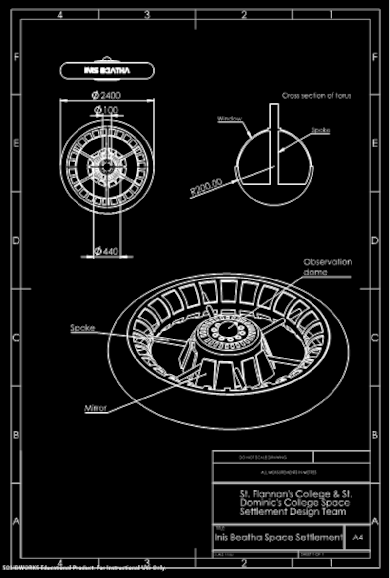 Blueprint for space settlement which forms part of students' winning project.