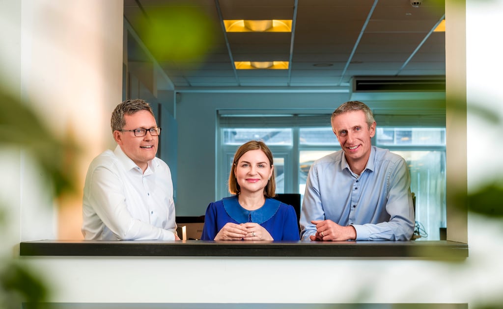 Granite Digital chief commercial officer Robert Carpenter, Margaret Molloy, adviser to the Granite Digital board, and CEO Conor Buckley. Photograph: John Ohle Photography