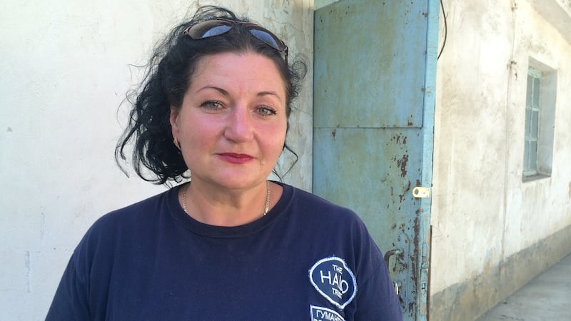 Svetlana Sarzhevskaya, whose husband Pavel was abducted, and is believed to have been murdered, by pro-Russian militants in eastern Ukraine in summer 2014. She now works for the Halo Trust de-mining group in the region. Photograph: Daniel McLaughlin