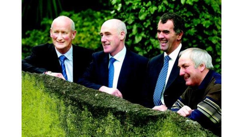Hurling managers (from left) Brian Cody (Kilkenny), Dinny Cahill (Antrim), Humphrey Kelleher (Dublin) and Pad Joe Whelahan (Limerick), at the launch of the 2004 National Hurling League at the Berkeley Court Hotel, Dublin yesterday. ? (Photograph: Brendan Moran/Sportsfile)