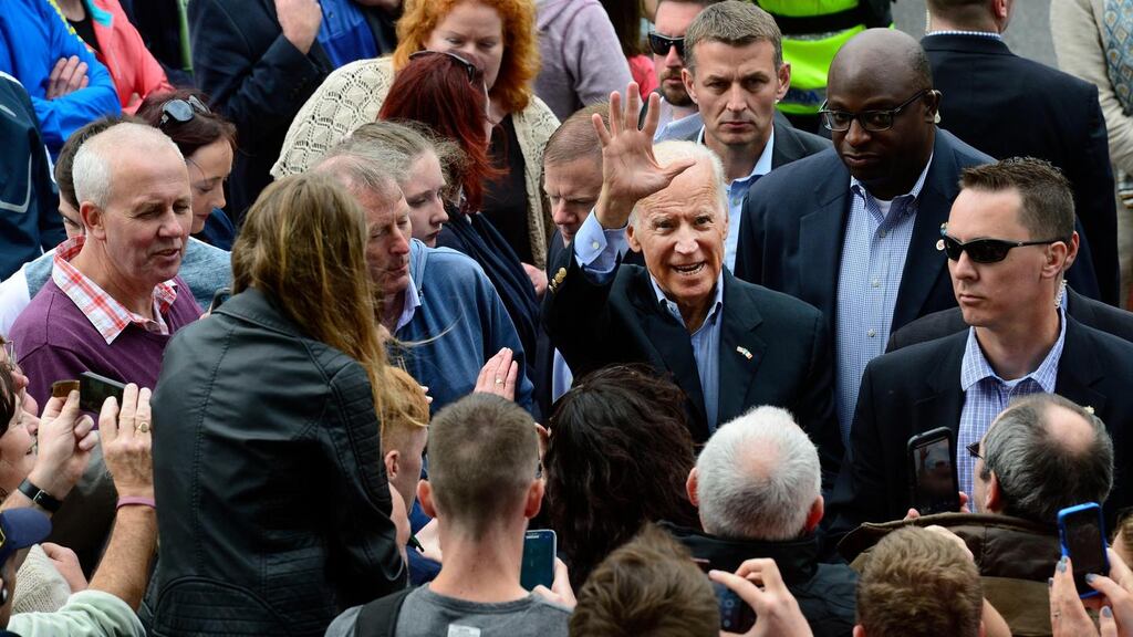 US vice president Joe Biden greets residents at Carligford, Co Louth.Photograph: Cyril Byrne/The Irish Times