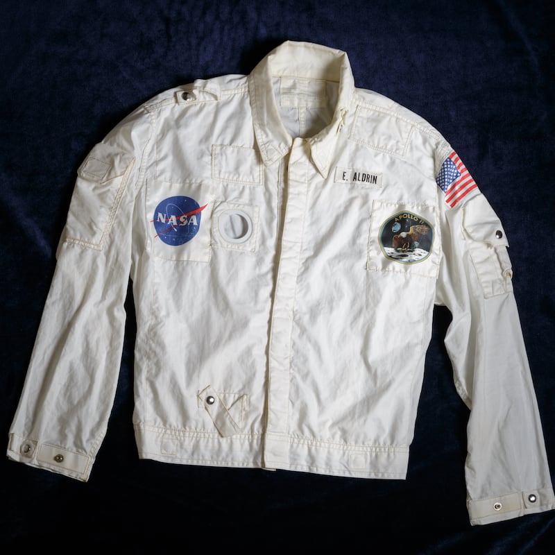 The jacket worn by Buzz Aldrin during his 1969 trip to the moon. Photograph: Anna Watts/The New York Times