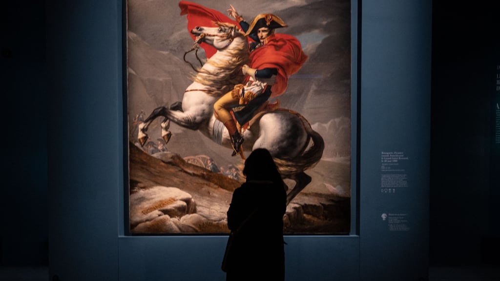 Napoleon Crossing the Alps at the Grande Halle de la Villette in Paris. Photograph: Martin Bureau/AFP via Getty