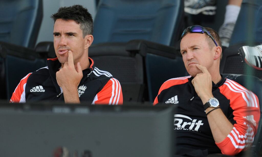 England’s Kevin Pietersen (left) and coach Andy Flower.
