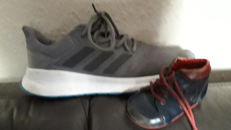 Eileen: That is my son’s first shoe and that is a runner he is wearing at the moment....I have all their first shoes....I was just thinking over the years all the hassle that shoes caused in our house, because he used to say “I need money for me runners” and of course, us thickos would say “Okay”, but he was buying drugs.