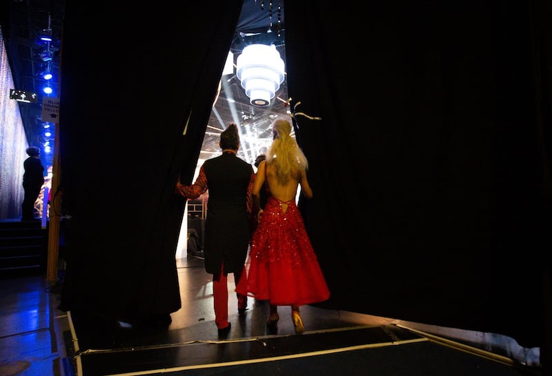 Brian Dowling and Laura Nolan prepare to take to the floor. Photograph: Tom Honan/The Irish Times