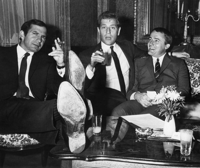 Left to right: Ben Gazzara, George Segal and Robert Vaughn, stars of film The Bridge at Remagen relax during press conference at Imperial Hotel in Vienna on August 2nd, 1968. Photograph: AP