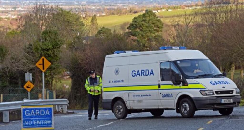 A Garda roadblock near where the body of Michael Devoy was found at Bohernabreena Road, Tallaght, Co Dublin. Photograph: Eric Luke/The Irish Times
