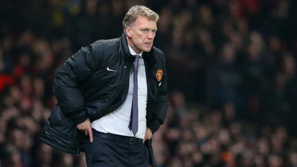 Manchester United Manager David Moyes during the 3-0 defeat to Manchester United at Old Trafford. Photograph: Alex Livesey/Getty Images