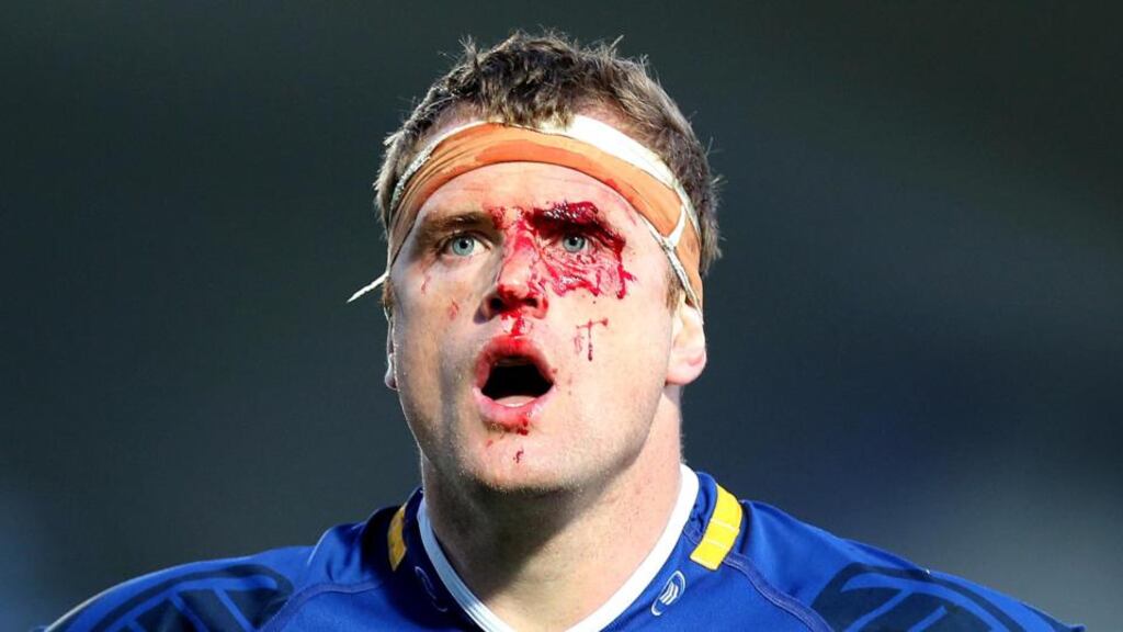 Jamie Heaslip was in the wars during Leinster’s hard-fought Pro12 semi-final win over Glasgow. Photograph: Dan Sheridan/Inpho