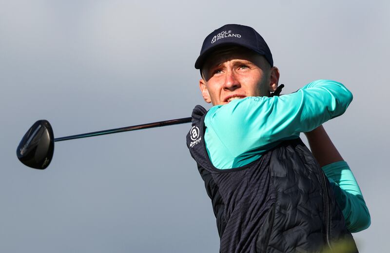 Seán Keeling teeing off on the ninth hole. Photograph: Ben Brady/Inpho