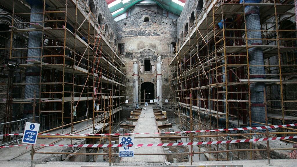 Scaffolding  inside St Mel’s Cathedral, Longford, early in 2011, about  a year after the building was badly damaged by fire. Restoration has since been completed. File photograph: John McElroy