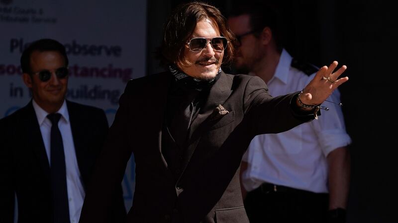 US actor Johnny Depp arrives to attend his libel trial at the High Court in London, on Wednesday. Photograph: Niklas Hallen’n/AFP