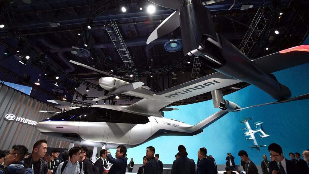 Hyundai and Uber’s all-electric air taxi at CES 2020. They have agreed to pony up €1.4 billion to fund it. Photograph: David Becker/Getty Images