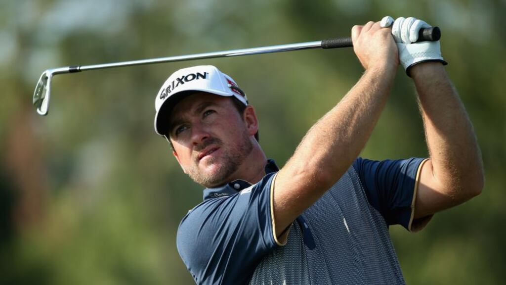 Graeme McDowell in action during practice prior to the start of the DP World Tour Championship in Dubai. Photograph: Andrew Redington/Getty Images