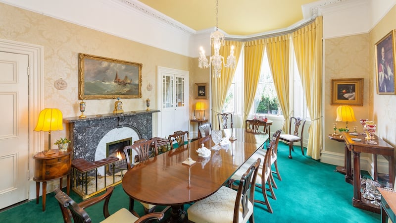 The drawing room decorated in the style of an earlier period.