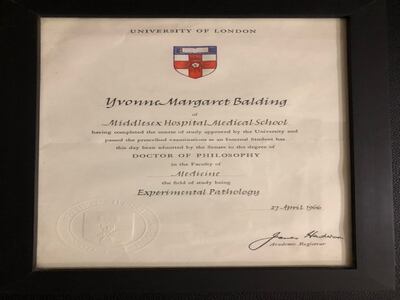 Yvonne Balding PhD 1966.