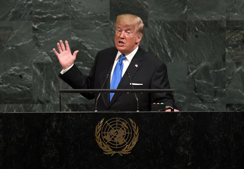 Nuclear gambit: Donald Trump addresses the UN General Assembly. Photograph: Timothy A Clary/AFP