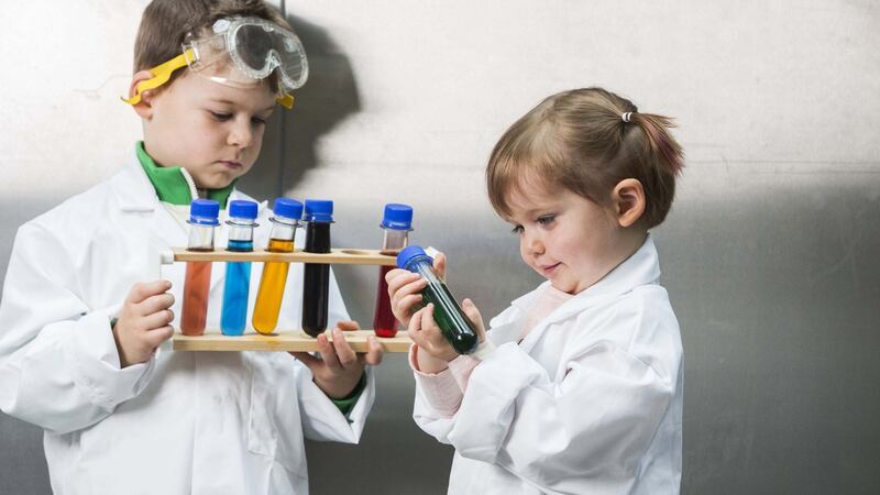 Cork Science Festival is the winning formula for Alexa (2) and Reed (5) Barry who were pictured at the launch at Tyndall National Institute. Photograph: Clare Keogh