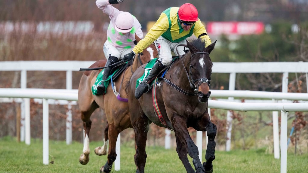 Robbie Power on Supasundae wins the Irish Champion Hurdle at Leopardstown in February, just ahead of Paul Townend on Faugheen. Photograph: Morgan Treacy/Inpho