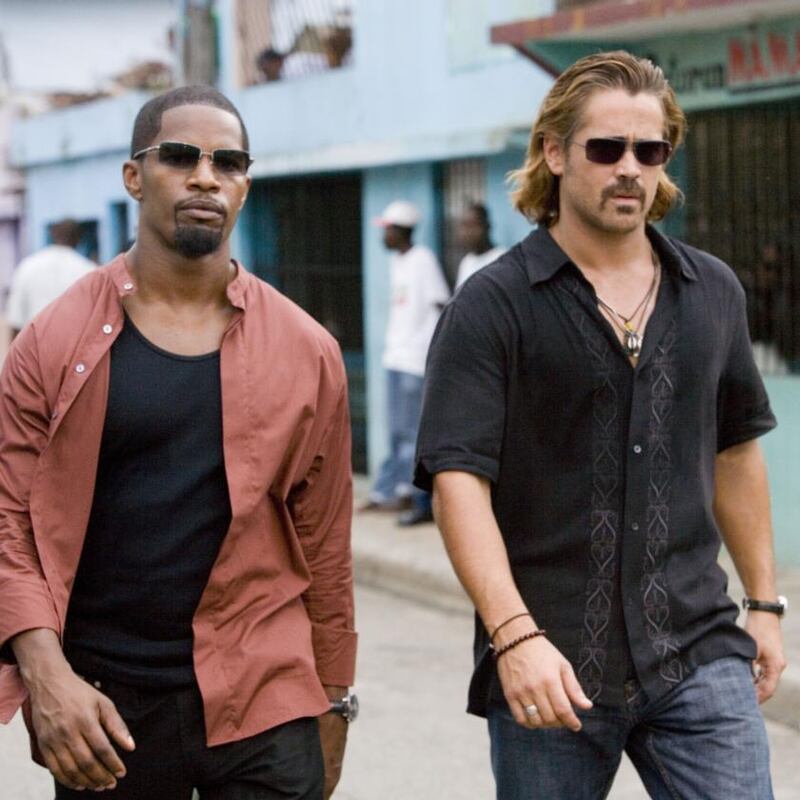 Colin Farell with Jamie Foxx in Miami Vice, from 2006