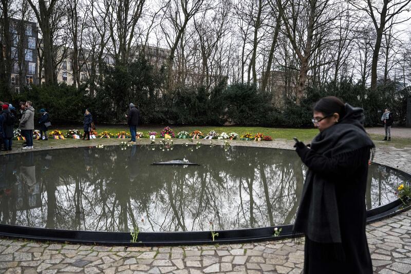 The memorial to the Roma and Sinti victims of National Socialism at the Tiergarten in Berlin, Germany. Photograph: Stefanie Loos/AFP via Getty Images