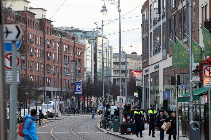 Views of the western end of Parnell Street, Dublin 1, with Chapters bookshop to the right. 
Photograph: Dara Mac Dónaill