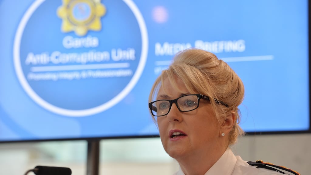 Chief Superintendent Jo O’Leary, head of the newly-established Garda Anti-Corruption Unit, at the launch of the unit and the introduction of associated policies at Kevin Street Garda station last week. Photograph: Alan Betson