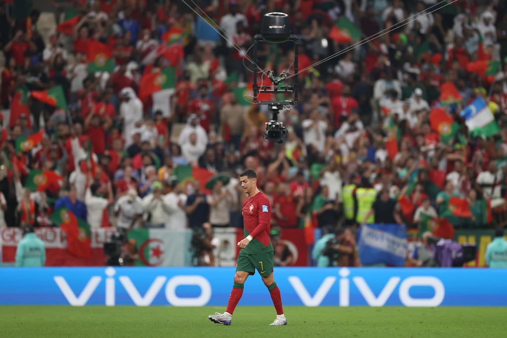 Cristiano Ronaldo was reduced to a substitute's role during Portugal's last-16 hammering of Switzerland. Photograph: Michael Steele/Getty Images