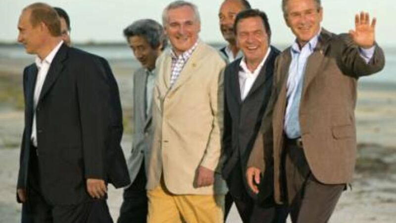 Former taoiseach at a G8 meeting in Savannah, Georgia with world leaders in 2004.
