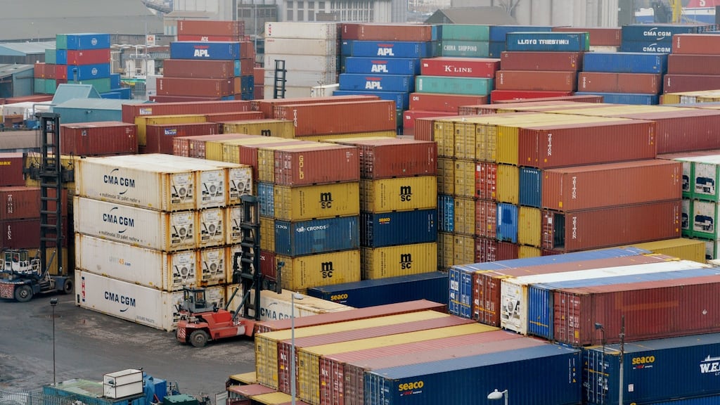 Shipping Containers in Dublin Port, Dublin Docks. Photograph: Alan Betson
