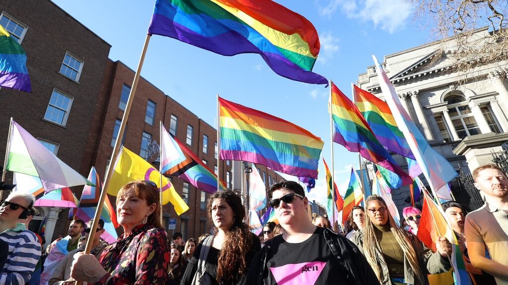 Hundreds gather on Kildare Street for vigil in memory of two men who were killed in Sligo Photo: Damien Eagers/Irish Times