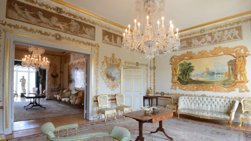 Two of the interlinking formal reception rooms at 64 Fitzwilliam Square.