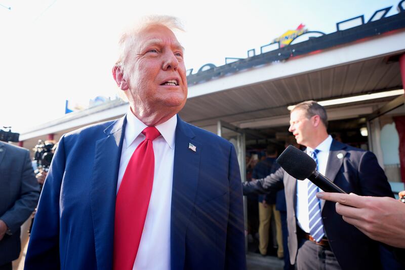 Donald Trump during a campaign stop in Philadelphia. Photograph: Chris Szagola/AP