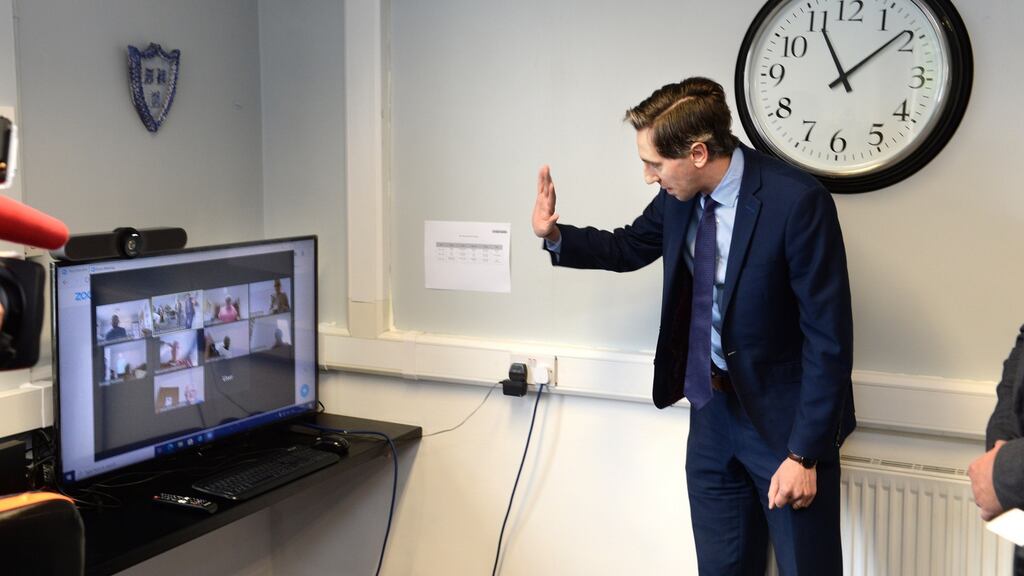 Minister for Health Simon Harris TD, visiting the National Council for the Blind of Ireland at its Iona Resource Centre, in Dublin on Wednesday. Photograph: Dara Mac Dónaill/The Irish Times