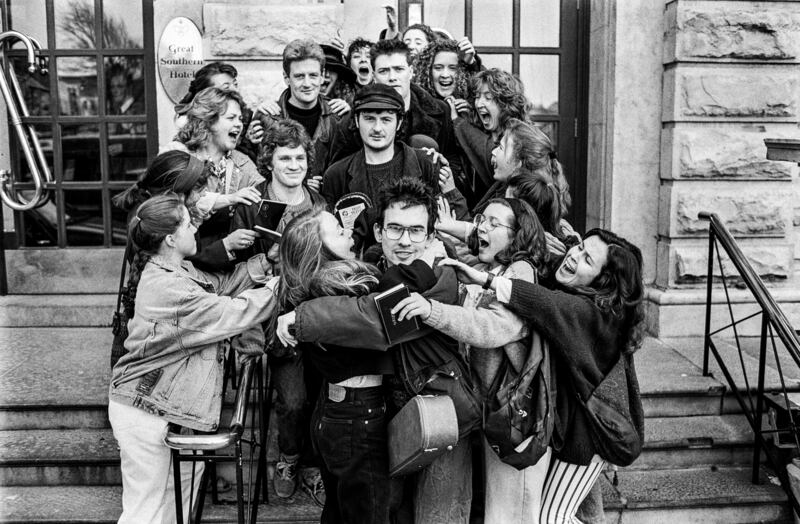 The band outside the Great Southern Hotel, now the Hardiman, in Galway city. Photograph: Frank Miller
