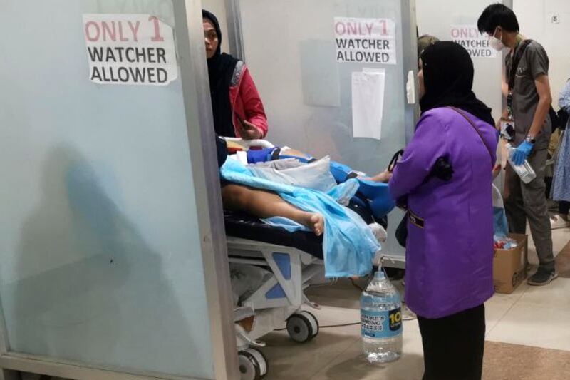 Dozens of people were taken to hospital after the blast. Photograph: Froilan Gallardo/AP