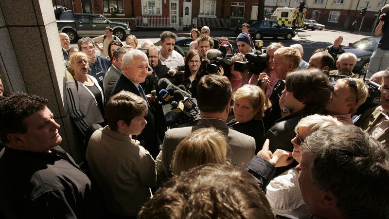 Bertie Ahern speaks after appearing at the Commission to Inquire into Child Abuse in Dublin in 2004. Photograph: Dara Mac Donaill/The Irish Times