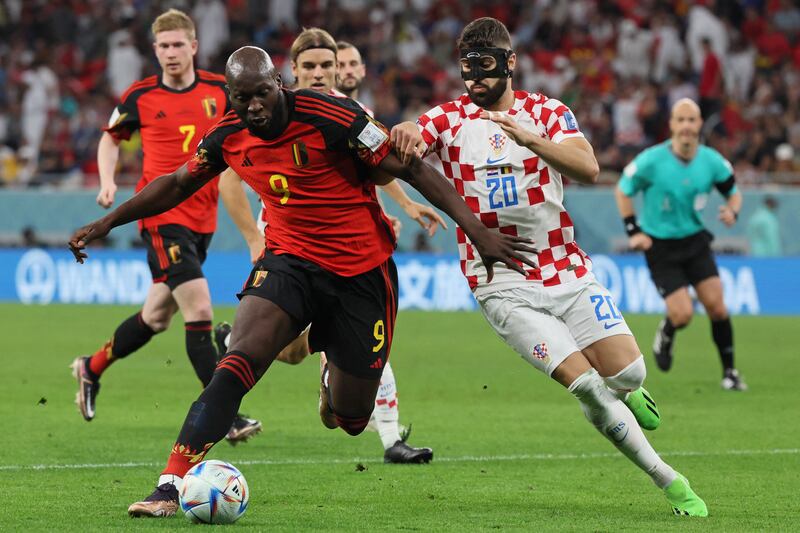 Belgium's Romelu Lukaku fights for the ball with Croatia defender Josko Gvardiol. Photograph: Jack Guez/AFP via Getty Images