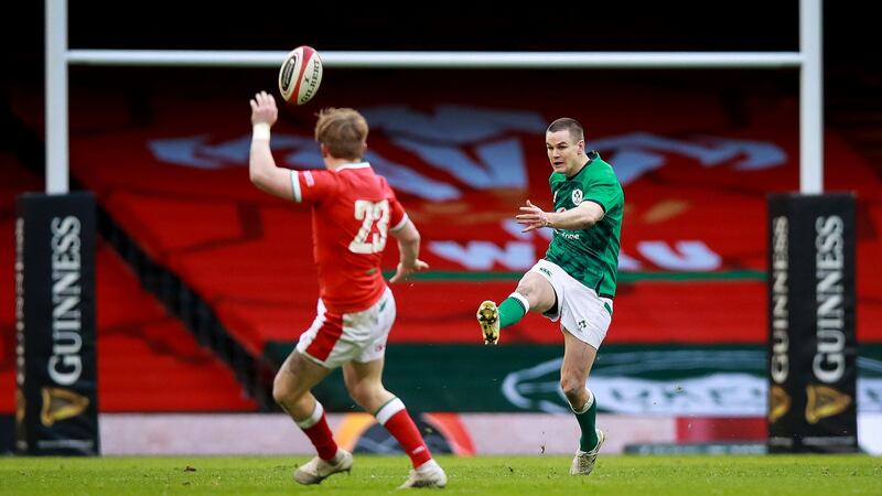 Jonathan Sexton couldn’t get the Wales defence and it stymied the Ireland attack. Photograph: Tommy Dickson/Inpho