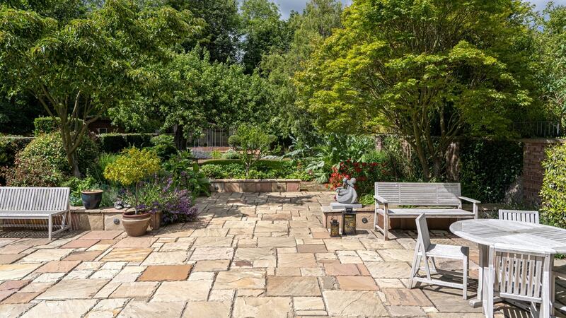 The patio and gardens