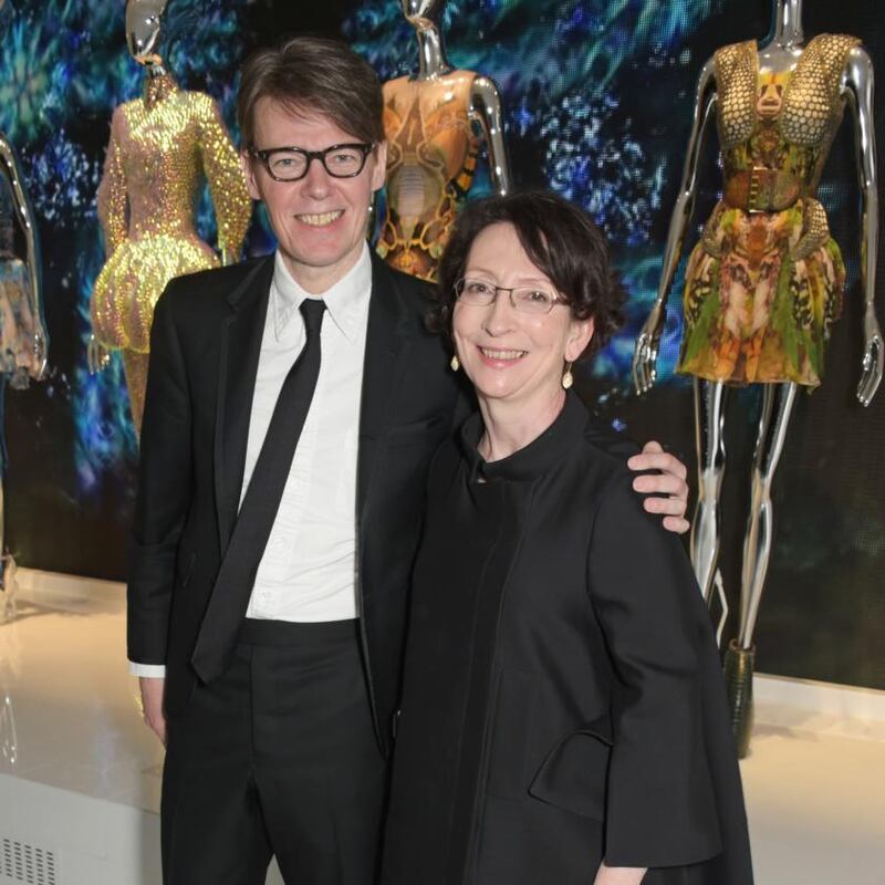 V&A curator Claire Wilcox (right), with fellow curator Andrew Bolton, at the Alexander McQueen: Savage Beauty fashion gala at the museum. Photograph: David M. Benett/Getty Images for Victoria and Albert Museum