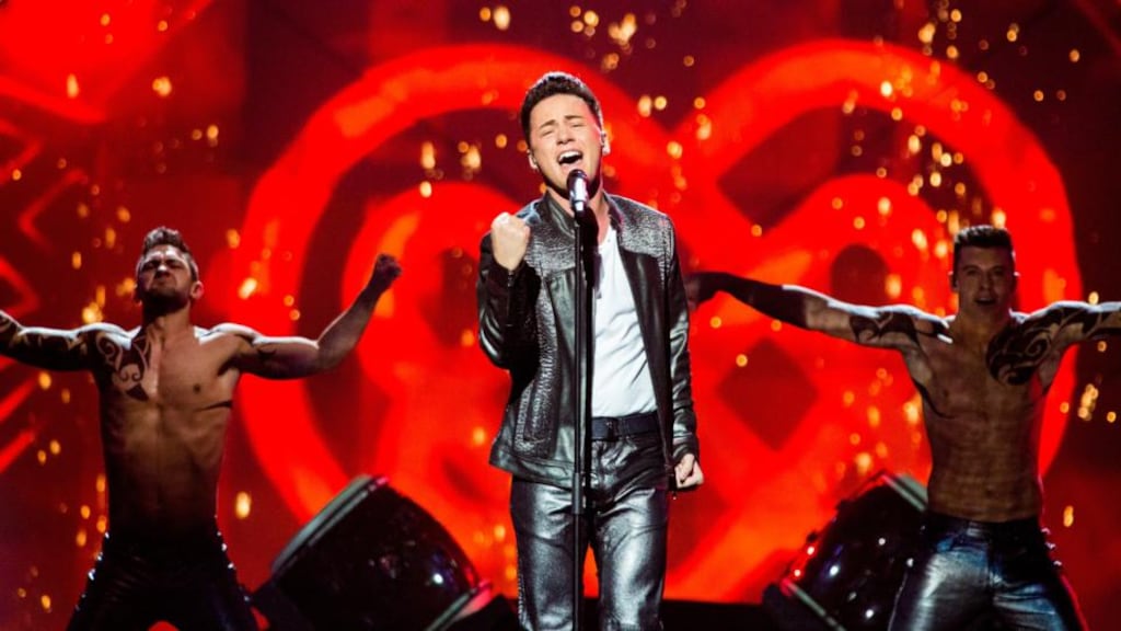 Ryan Dolan performs at Only Love Survives Eurovision dress rehearsal