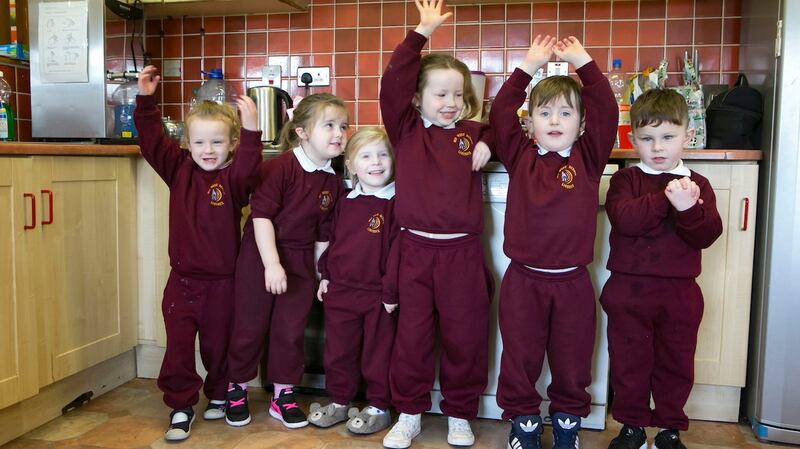 Students Marlena O’Brien, Macy O’Sullivan Begley, Phoebe O’Mahony, Lexi O’Shea, Conor Scanlon and Bentley Ryan at the Mid-West School for the Deaf in Limerick. Photo: Brian Gavin/Press 22