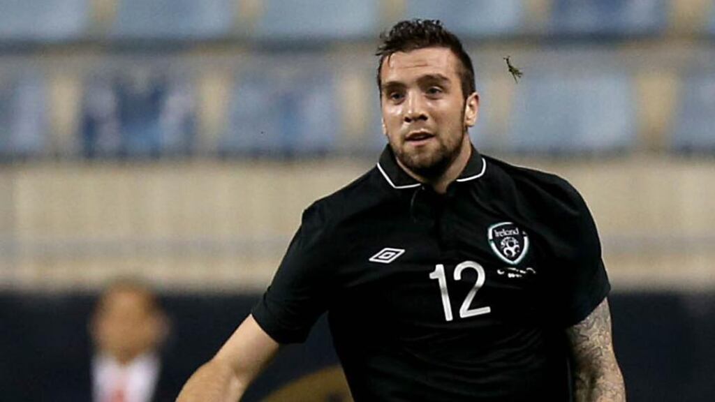 Shane Duffy making his debut for the Republic of Ireland on Friday night – a personal and professional triumph for the Derry defender. Photograph: Inpho/Donall Farmer.